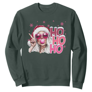 Christmas Couple Matching Sweatshirt Pink Mrs Claus Ho Ho Ho TS10 Dark Forest Green Print Your Wear