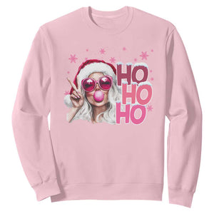 Christmas Couple Matching Sweatshirt Pink Mrs Claus Ho Ho Ho TS10 Light Pink Print Your Wear