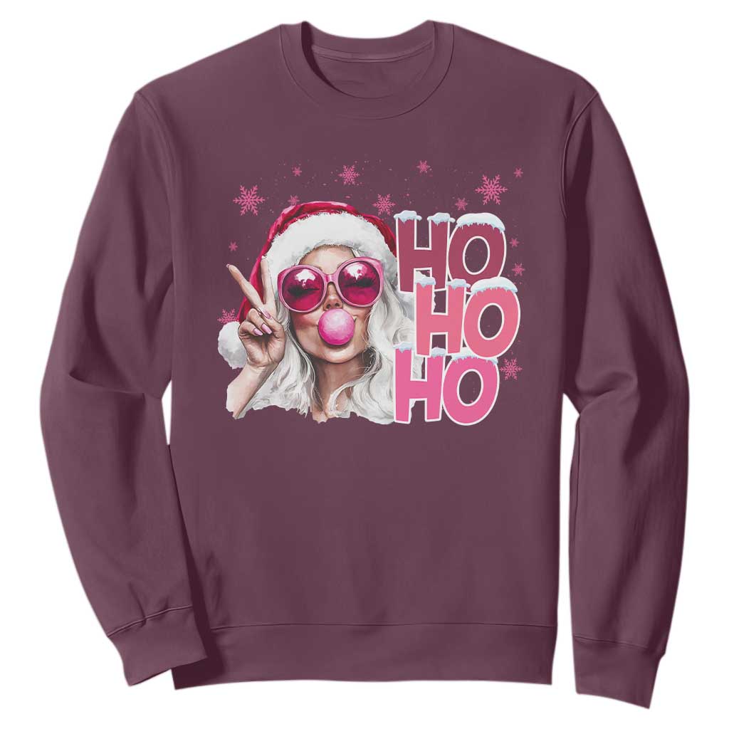 Christmas Couple Matching Sweatshirt Pink Mrs Claus Ho Ho Ho TS10 Maroon Print Your Wear