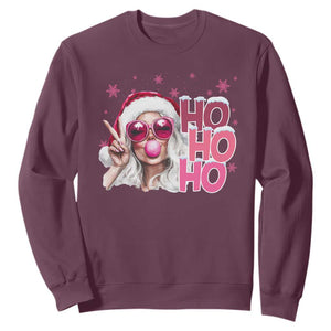 Christmas Couple Matching Sweatshirt Pink Mrs Claus Ho Ho Ho TS10 Maroon Print Your Wear