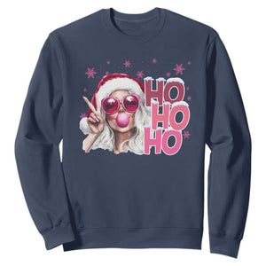 Christmas Couple Matching Sweatshirt Pink Mrs Claus Ho Ho Ho TS10 Navy Print Your Wear