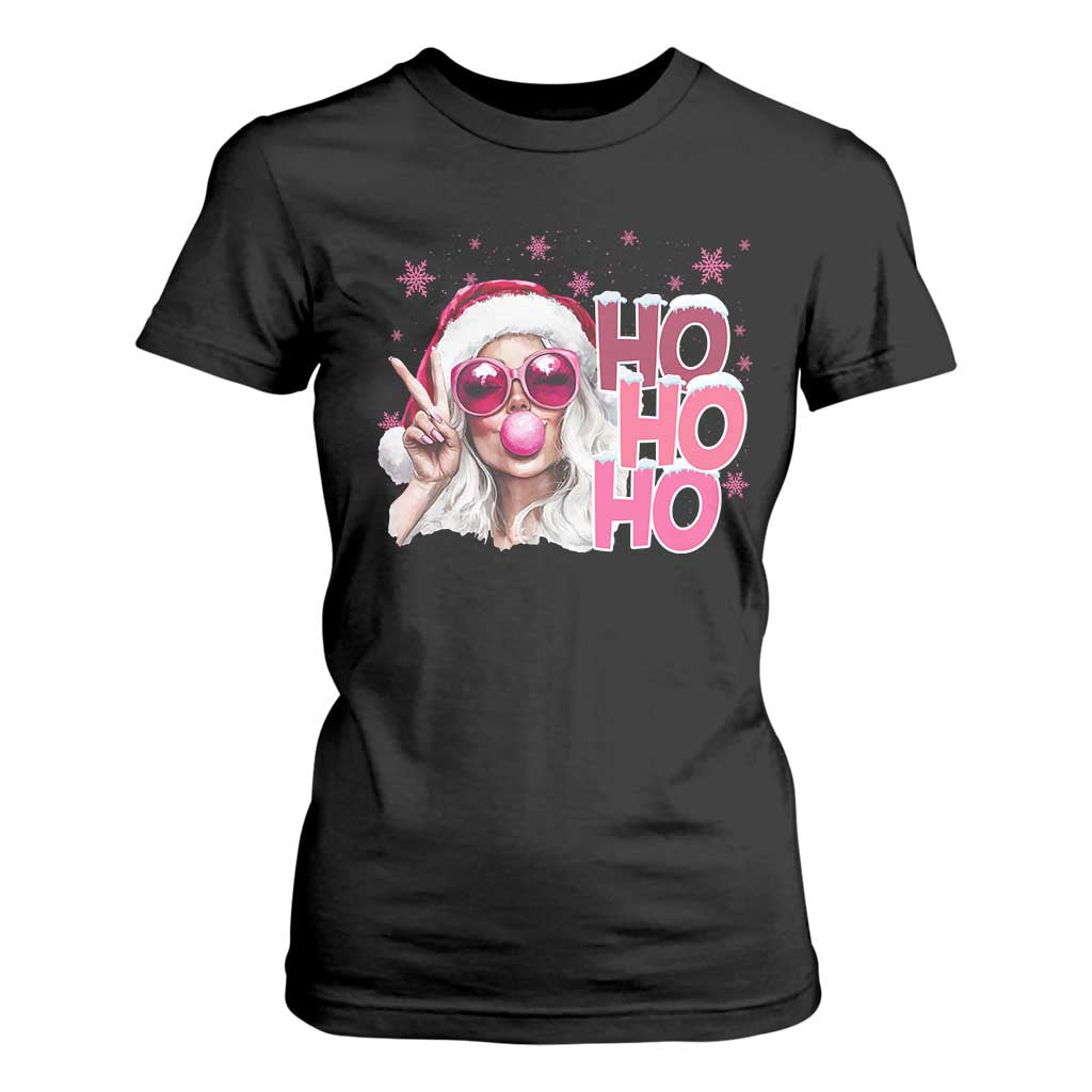 Christmas Couple Matching T Shirt For Women Pink Mrs Claus Ho Ho Ho TS10 Black Print Your Wear