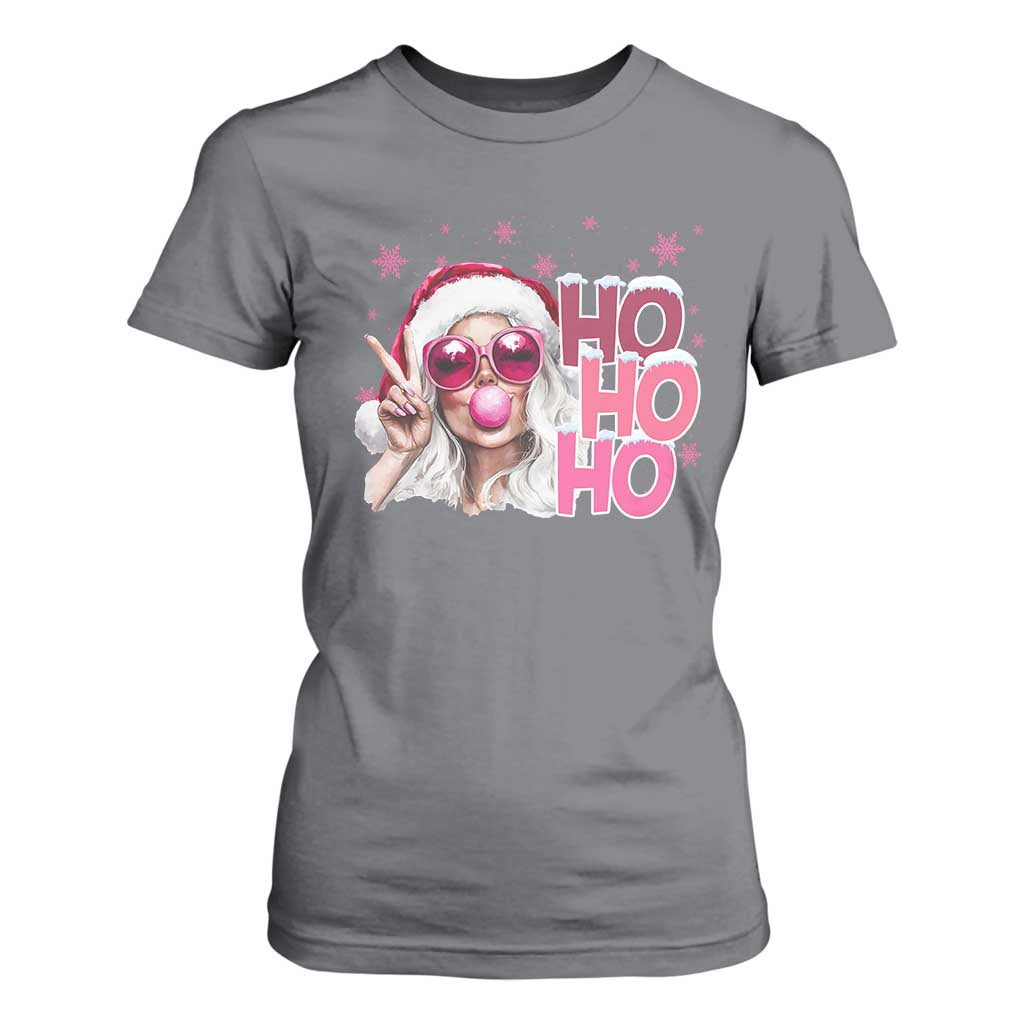Christmas Couple Matching T Shirt For Women Pink Mrs Claus Ho Ho Ho TS10 Charcoal Print Your Wear