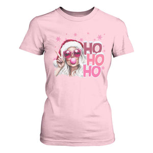Christmas Couple Matching T Shirt For Women Pink Mrs Claus Ho Ho Ho TS10 Light Pink Print Your Wear