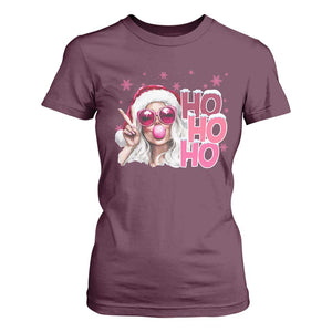 Christmas Couple Matching T Shirt For Women Pink Mrs Claus Ho Ho Ho TS10 Maroon Print Your Wear