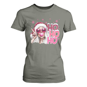 Christmas Couple Matching T Shirt For Women Pink Mrs Claus Ho Ho Ho TS10 Military Green Print Your Wear