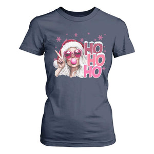 Christmas Couple Matching T Shirt For Women Pink Mrs Claus Ho Ho Ho TS10 Navy Print Your Wear