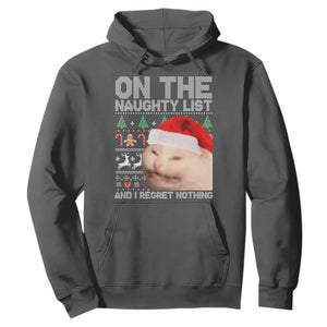 Funny Christmas Cat Hoodie On The Naughty List And I Regret Nothing Meme Ugly Xmas TS10 Dark Heather Print Your Wear