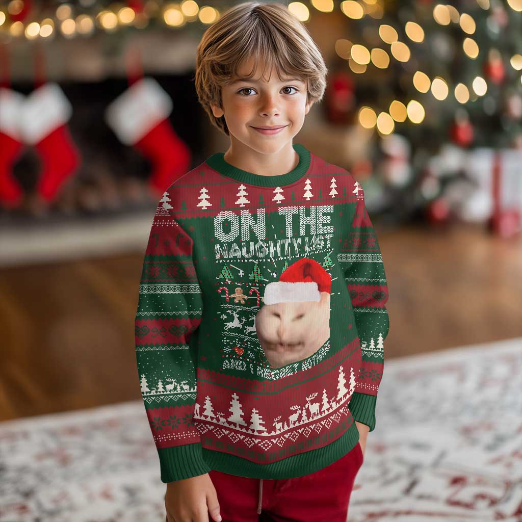 Funny Cat Ugly Christmas Sweater On The Naughty List And I Regret Nothing Meme Ugly Xmas TS10 Christmas Print Your Wear