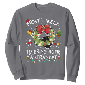 Kitten Christmas Sweatshirt Most Likely To Bring Home A Stray Cat Matching Xmas TS10 Charcoal Print Your Wear
