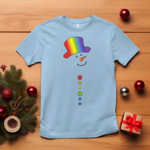 LGBTQ Christmas T Shirt Rainbow Gay Pride Holiday Snowman TS10 Light Blue Print Your Wear