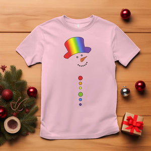 LGBTQ Christmas T Shirt Rainbow Gay Pride Holiday Snowman TS10 Light Pink Print Your Wear