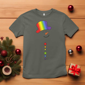 LGBTQ Christmas T Shirt Rainbow Gay Pride Holiday Snowman TS10 Military Green Print Your Wear