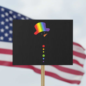 LGBTQ Christmas Protest Sign Rainbow Gay Pride Holiday Snowman TS10 Horizontal 18" × 24" Black Print Your Wear