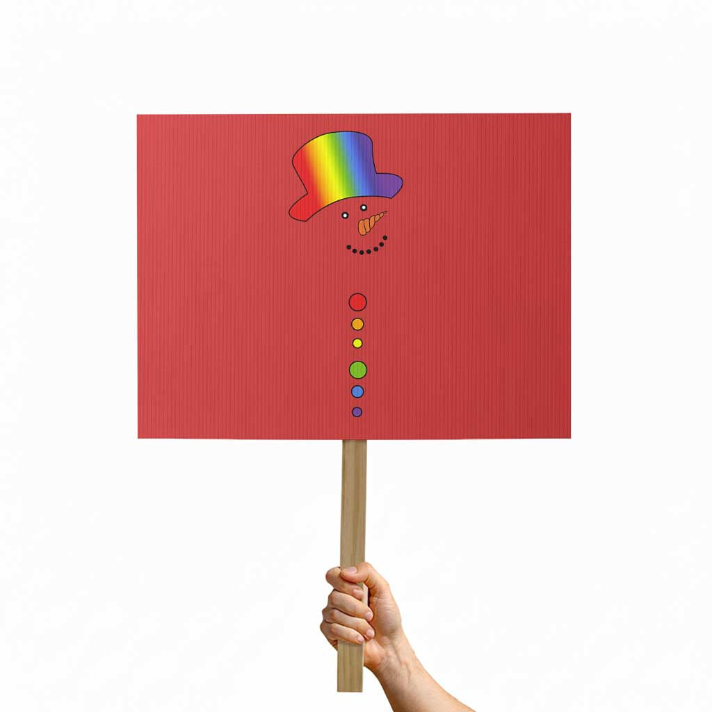 LGBTQ Christmas Protest Sign Rainbow Gay Pride Holiday Snowman TS10 Horizontal 18" × 24" Red Print Your Wear