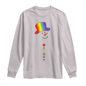 LGBTQ Christmas Long Sleeve Shirt Rainbow Gay Pride Holiday Snowman TS10 Ice Gray Print Your Wear