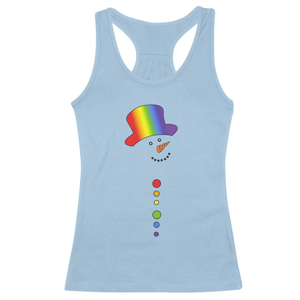 LGBTQ Christmas Racerback Tank Top Rainbow Gay Pride Holiday Snowman TS10 Light Blue Print Your Wear