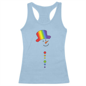 LGBTQ Christmas Racerback Tank Top Rainbow Gay Pride Holiday Snowman TS10 Light Blue Print Your Wear