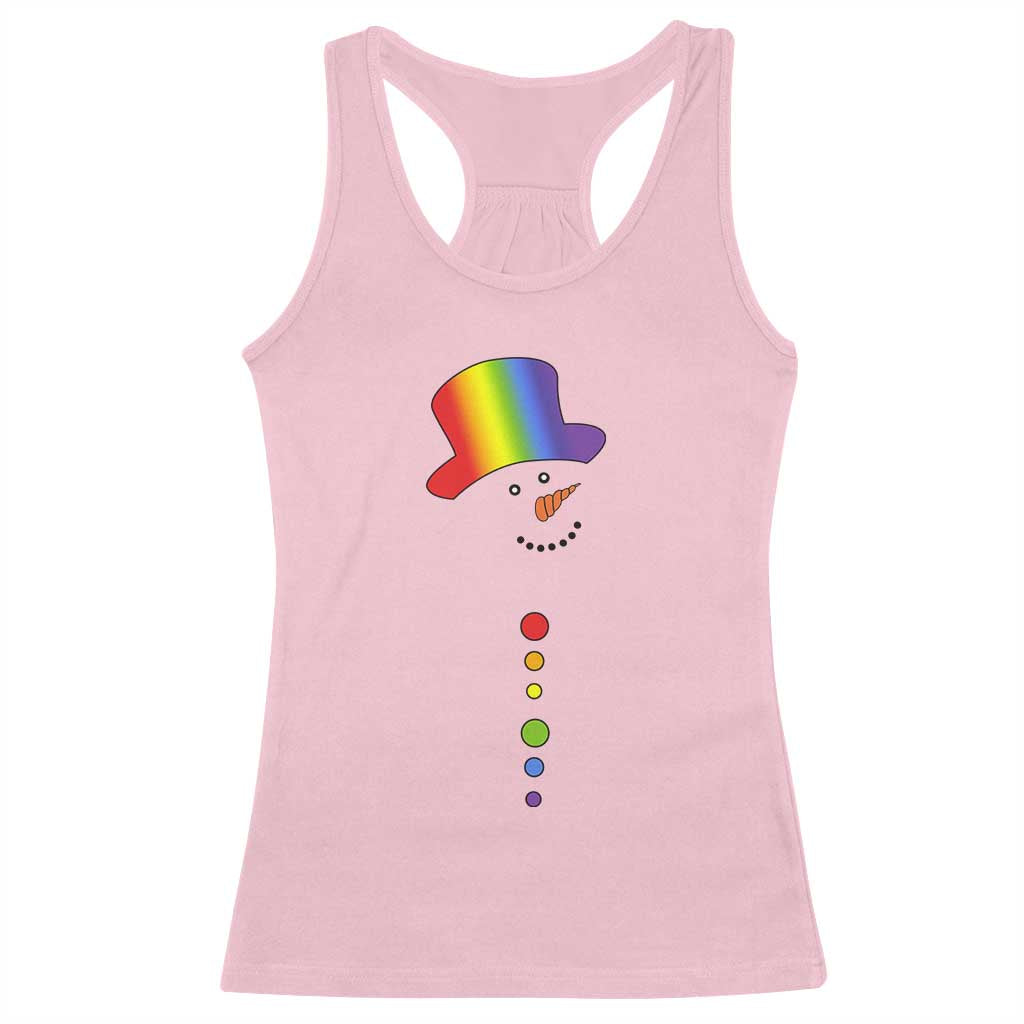 LGBTQ Christmas Racerback Tank Top Rainbow Gay Pride Holiday Snowman TS10 Light Pink Print Your Wear