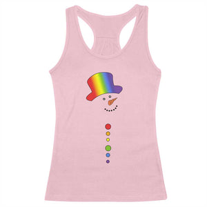 LGBTQ Christmas Racerback Tank Top Rainbow Gay Pride Holiday Snowman TS10 Light Pink Print Your Wear