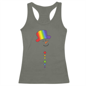 LGBTQ Christmas Racerback Tank Top Rainbow Gay Pride Holiday Snowman TS10 Military Green Print Your Wear