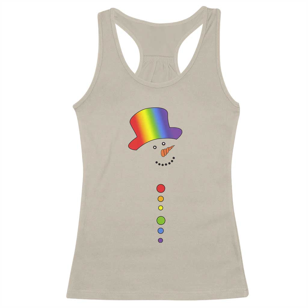 LGBTQ Christmas Racerback Tank Top Rainbow Gay Pride Holiday Snowman TS10 Sand Print Your Wear