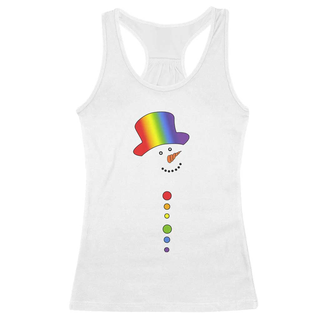 LGBTQ Christmas Racerback Tank Top Rainbow Gay Pride Holiday Snowman TS10 White Print Your Wear