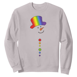 LGBTQ Christmas Sweatshirt Rainbow Gay Pride Holiday Snowman TS10 Ice Gray Print Your Wear