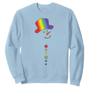LGBTQ Christmas Sweatshirt Rainbow Gay Pride Holiday Snowman TS10 Light Blue Print Your Wear