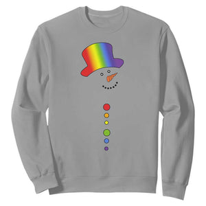 LGBTQ Christmas Sweatshirt Rainbow Gay Pride Holiday Snowman TS10 Sport Gray Print Your Wear