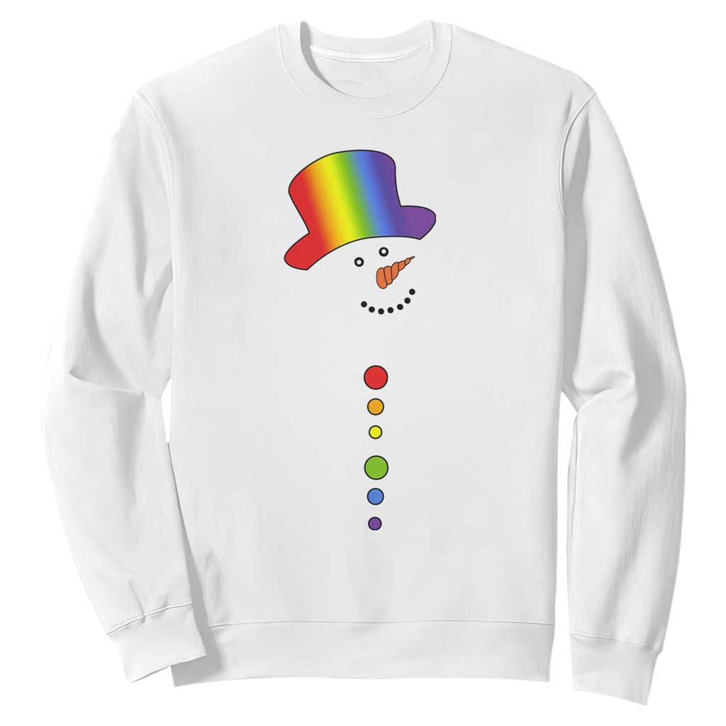 LGBTQ Christmas Sweatshirt Rainbow Gay Pride Holiday Snowman TS10 White Print Your Wear