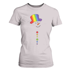 LGBTQ Christmas T Shirt For Women Rainbow Gay Pride Holiday Snowman TS10 Ice Gray Print Your Wear