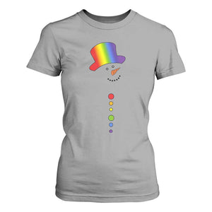 LGBTQ Christmas T Shirt For Women Rainbow Gay Pride Holiday Snowman TS10 Sport Gray Print Your Wear