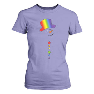 LGBTQ Christmas T Shirt For Women Rainbow Gay Pride Holiday Snowman TS10 Violet Print Your Wear