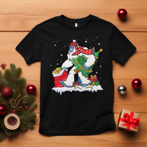 Funny Bigfoot Christmas T Shirt Believe Winter Yeti Santa Hat Sasquatch Loves Xmas Tree Lights TS10 Black Print Your Wear