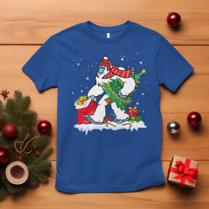 Funny Bigfoot Christmas T Shirt Believe Winter Yeti Santa Hat Sasquatch Loves Xmas Tree Lights TS10 Royal Blue Print Your Wear