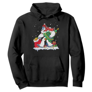 Funny Bigfoot Christmas Hoodie Believe Winter Yeti Santa Hat Sasquatch Loves Xmas Tree Lights TS10 Black Print Your Wear