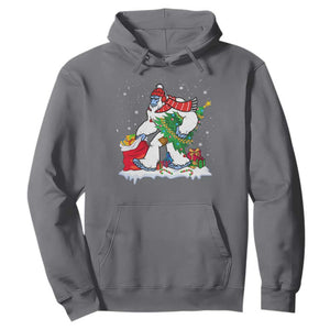 Funny Bigfoot Christmas Hoodie Believe Winter Yeti Santa Hat Sasquatch Loves Xmas Tree Lights TS10 Charcoal Print Your Wear