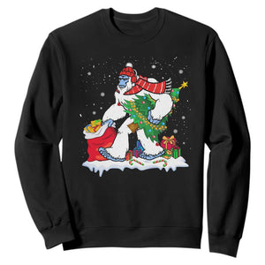 Funny Bigfoot Christmas Sweatshirt Believe Winter Yeti Santa Hat Sasquatch Loves Xmas Tree Lights TS10 Black Print Your Wear