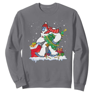 Funny Bigfoot Christmas Sweatshirt Believe Winter Yeti Santa Hat Sasquatch Loves Xmas Tree Lights TS10 Charcoal Print Your Wear