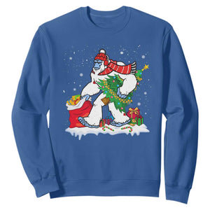 Funny Bigfoot Christmas Sweatshirt Believe Winter Yeti Santa Hat Sasquatch Loves Xmas Tree Lights TS10 Royal Blue Print Your Wear