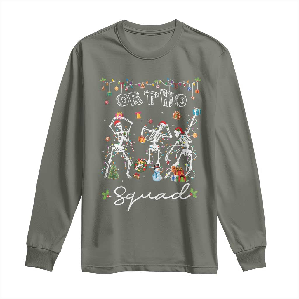 Ortho Nurse Doctor Christmas Long Sleeve Shirt Skeletons Orthopedics Nurse Rn Crew TS10 Military Green Print Your Wear