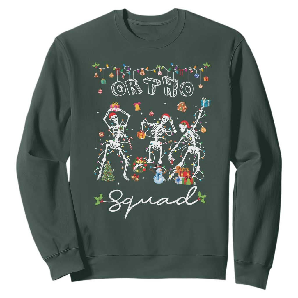 Ortho Nurse Doctor Christmas Sweatshirt Skeletons Orthopedics Nurse Rn Crew TS10 Dark Forest Green Print Your Wear