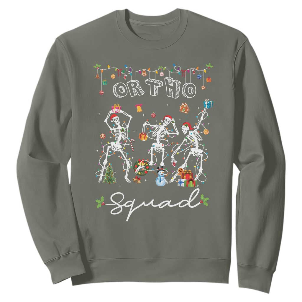 Ortho Nurse Doctor Christmas Sweatshirt Skeletons Orthopedics Nurse Rn Crew TS10 Military Green Print Your Wear
