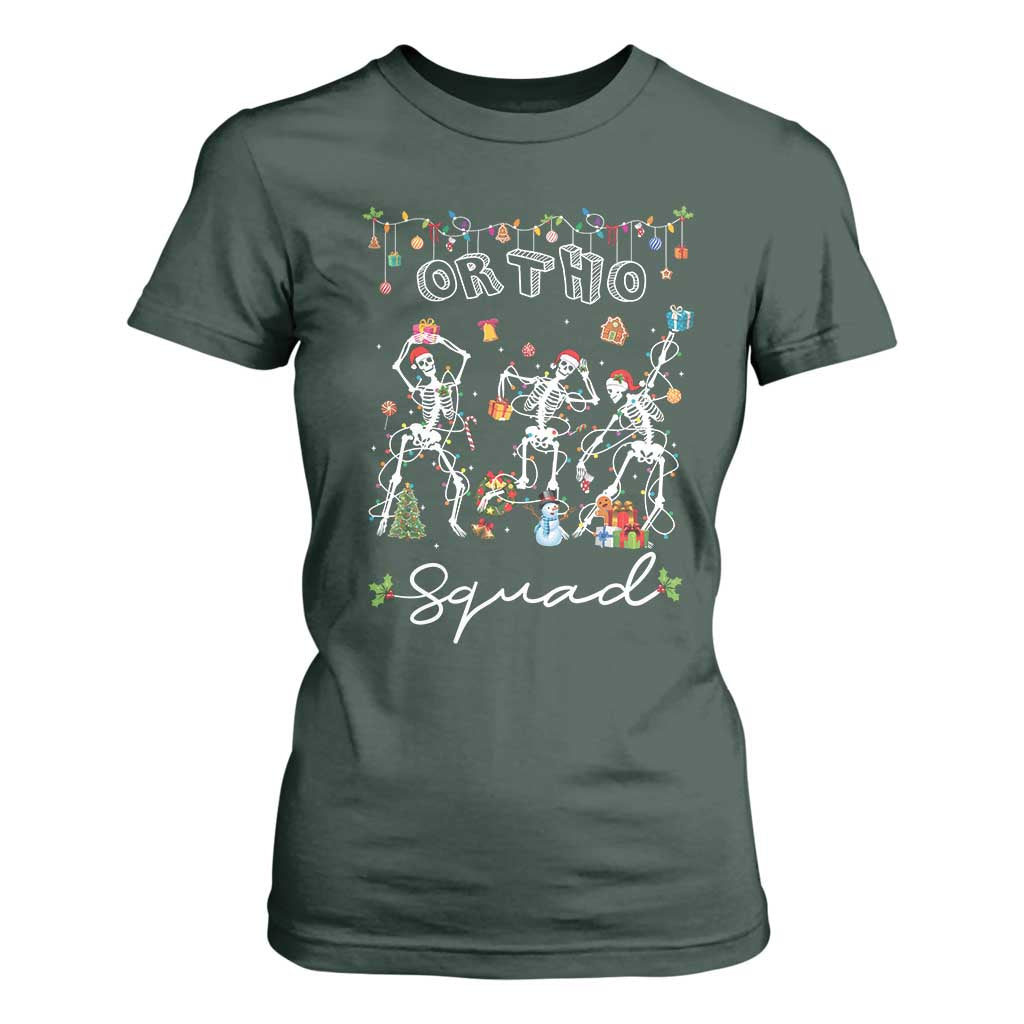 Ortho Nurse Doctor Christmas T Shirt For Women Skeletons Orthopedics Nurse Rn Crew TS10 Dark Forest Green Print Your Wear