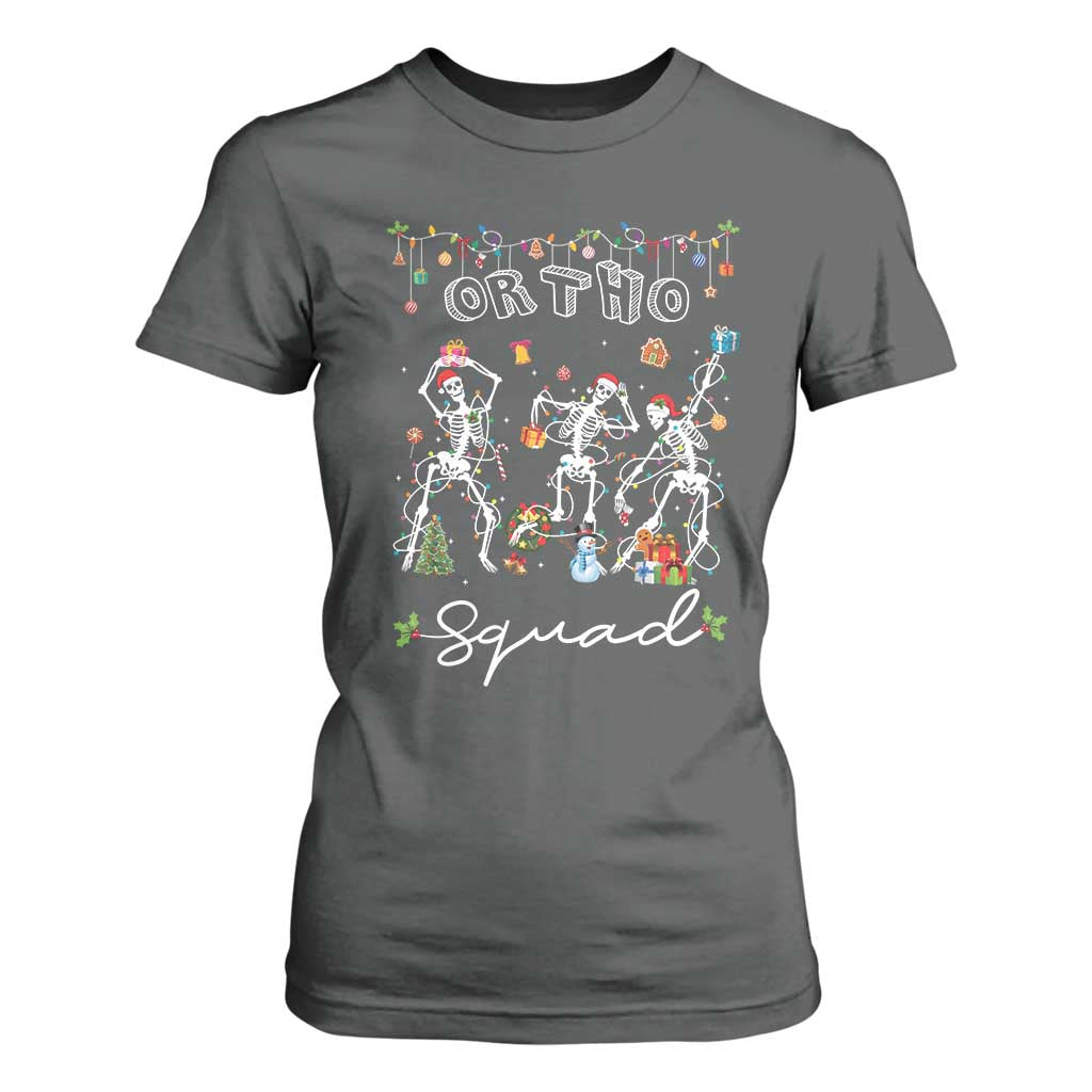 Ortho Nurse Doctor Christmas T Shirt For Women Skeletons Orthopedics Nurse Rn Crew TS10 Dark Heather Print Your Wear