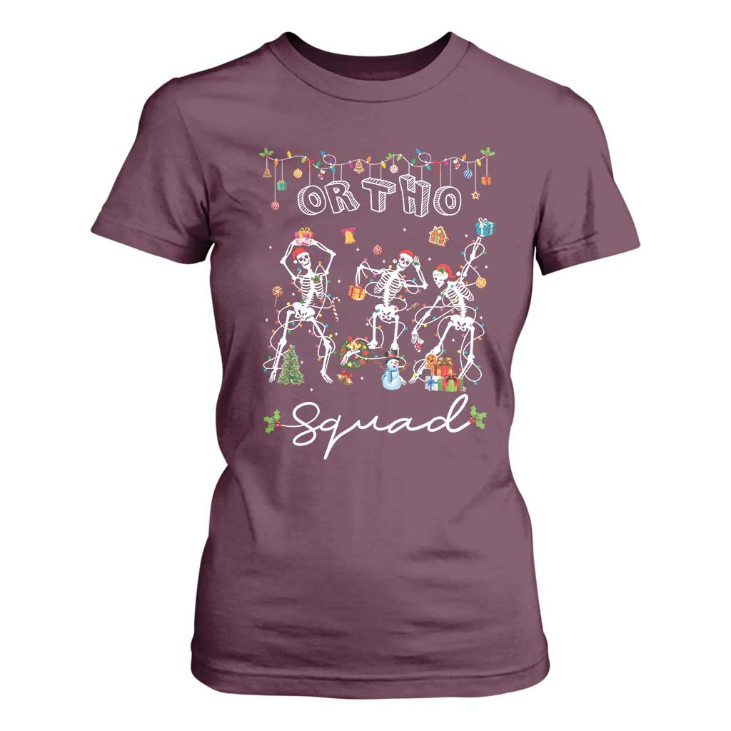 Ortho Nurse Doctor Christmas T Shirt For Women Skeletons Orthopedics Nurse Rn Crew TS10 Maroon Print Your Wear