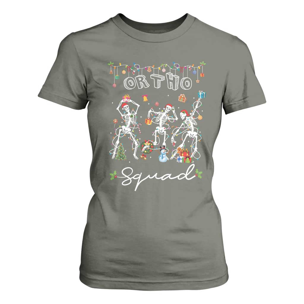 Ortho Nurse Doctor Christmas T Shirt For Women Skeletons Orthopedics Nurse Rn Crew TS10 Military Green Print Your Wear