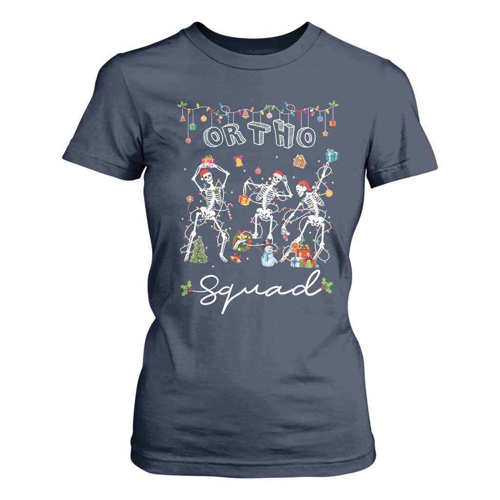 Ortho Nurse Doctor Christmas T Shirt For Women Skeletons Orthopedics Nurse Rn Crew TS10 Navy Print Your Wear