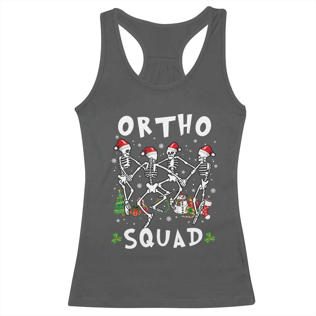 Funny Christmas Ortho Nurse Racerback Tank Top Xmas Dancing Skeleton Orthopedics PICU Icu Nurse Rn Crew TS10 Dark Heather Print Your Wear